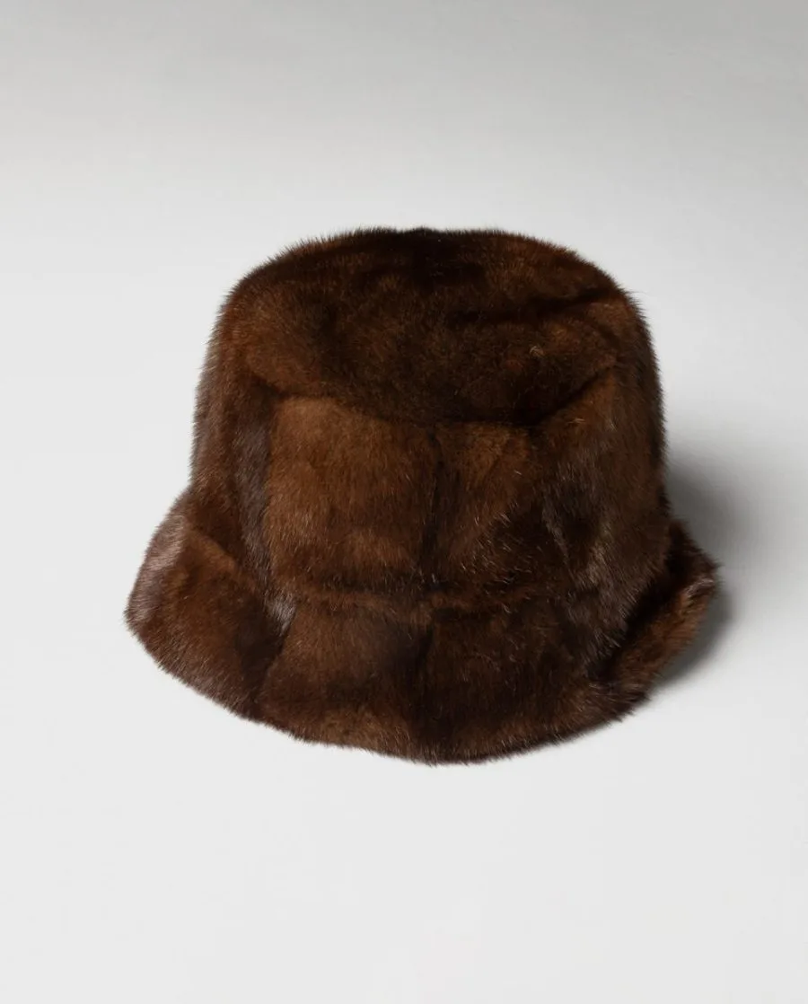 Sombrero de mujer de pelo de visón marrón