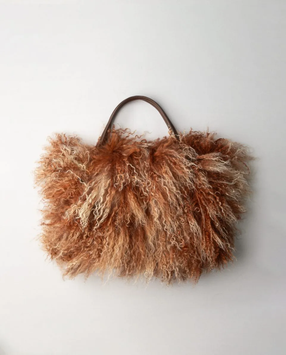 Bolso de multiposición grande de pelo de cordero del Tibet - Imagen 2