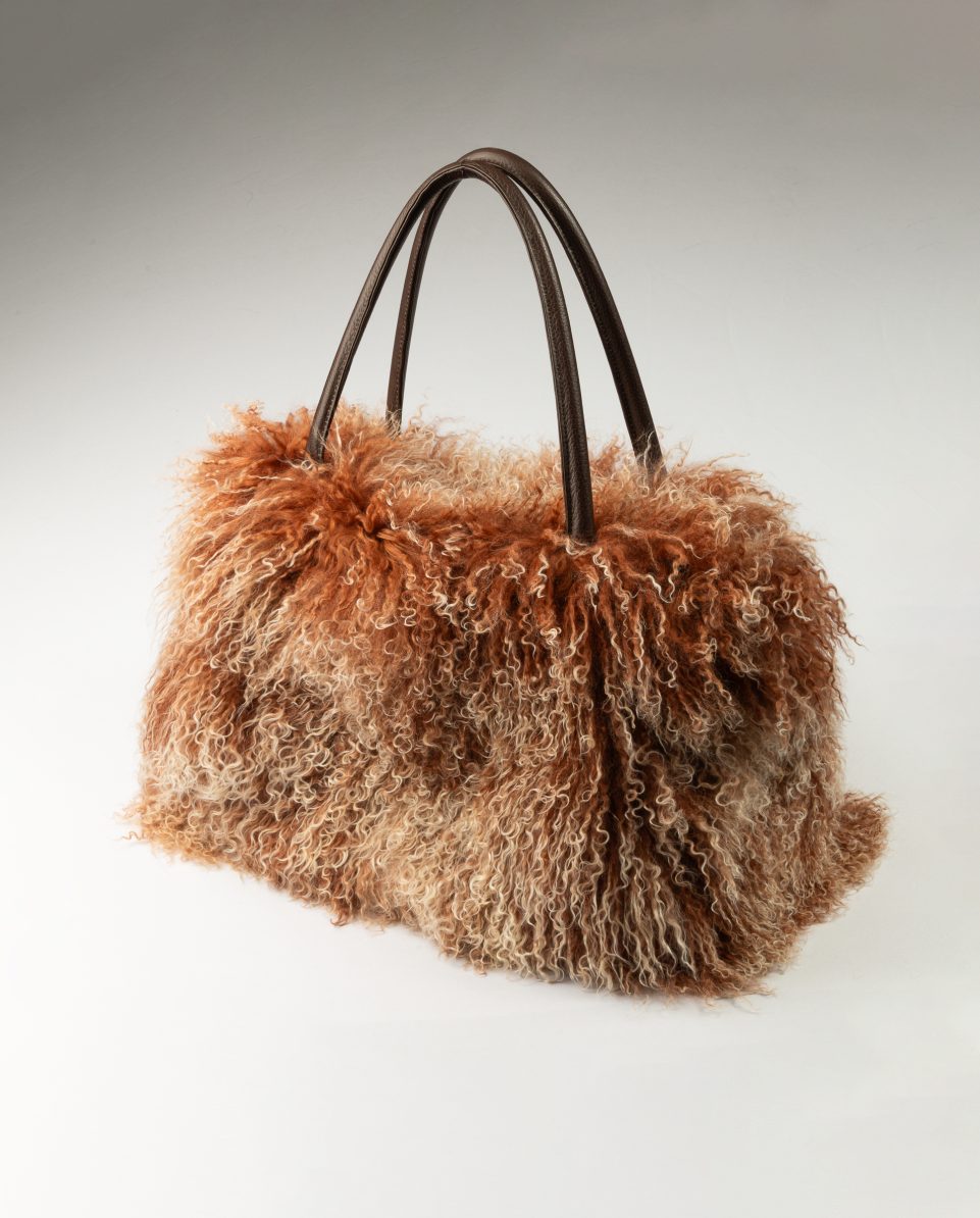 Bolso de multiposición grande de pelo de cordero del Tibet