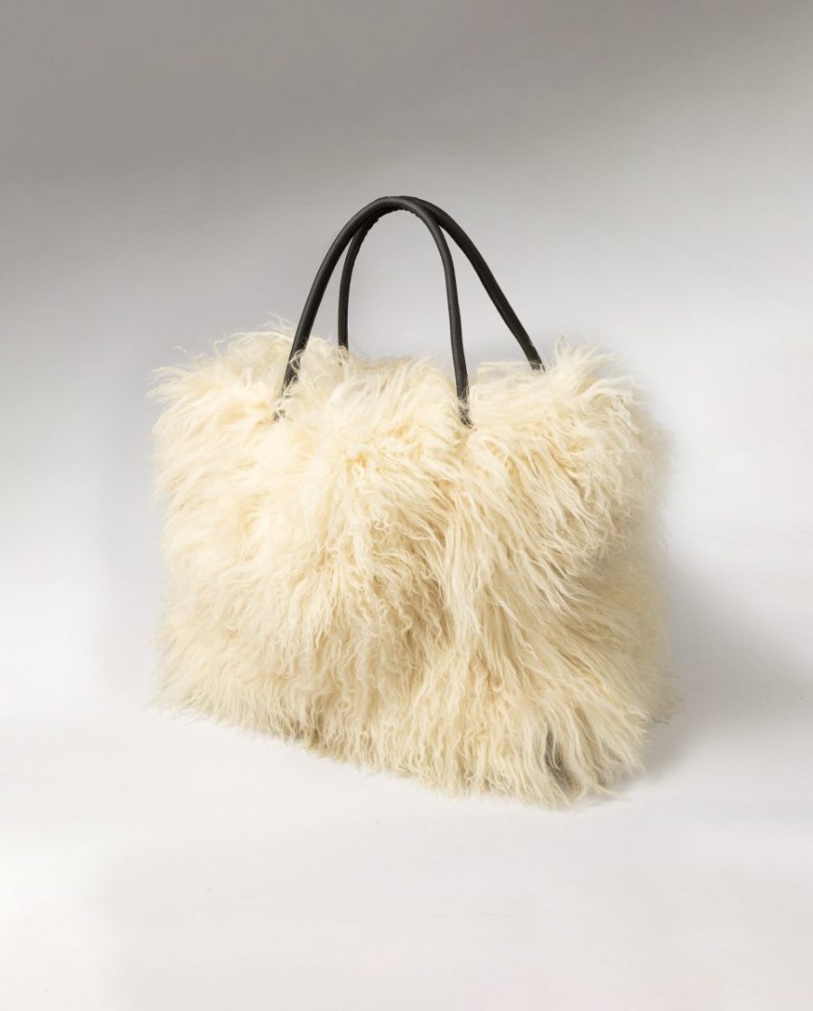 Bolso de multiposición grande de pelo de cordero del Tibet