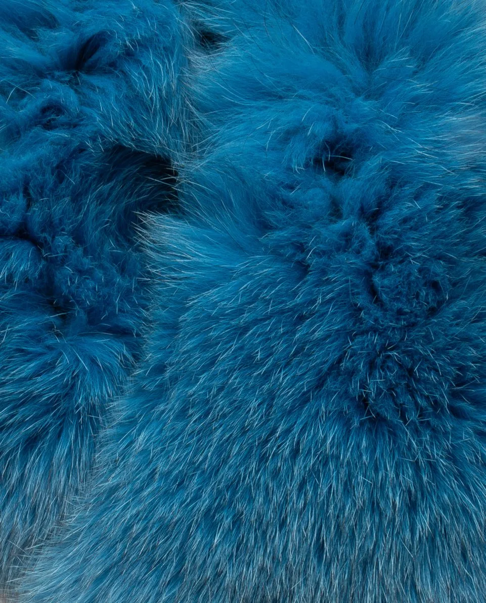 Cuello de pelo de zorro en color azul - Imagen 2