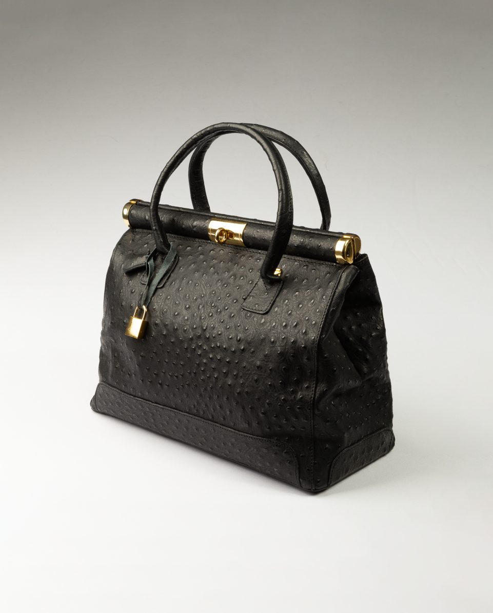 Bolso Kelly grande con asas redondas en color negro