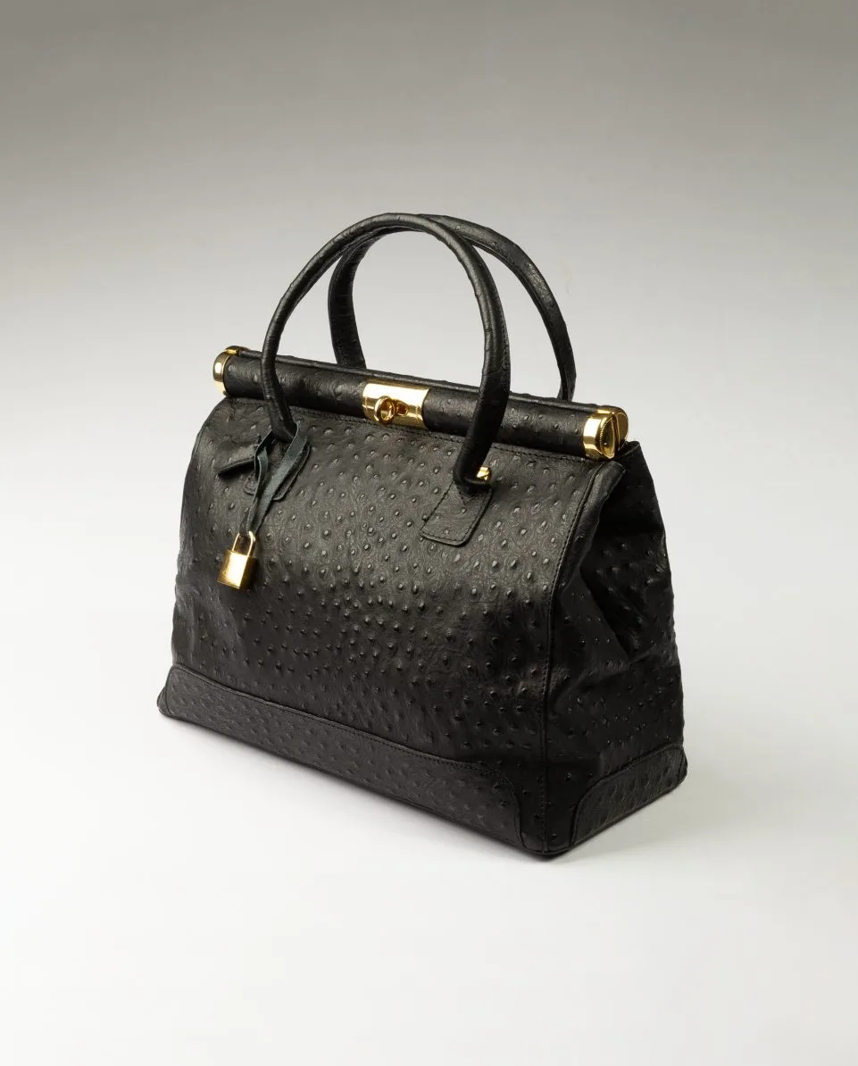 Bolso Kelly grande con asas redondas en color negro