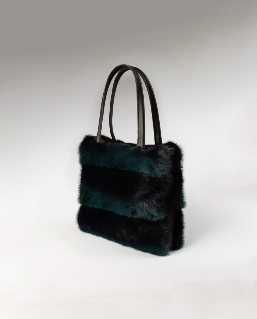 Bolso de multiposición de pelo visón bicolor