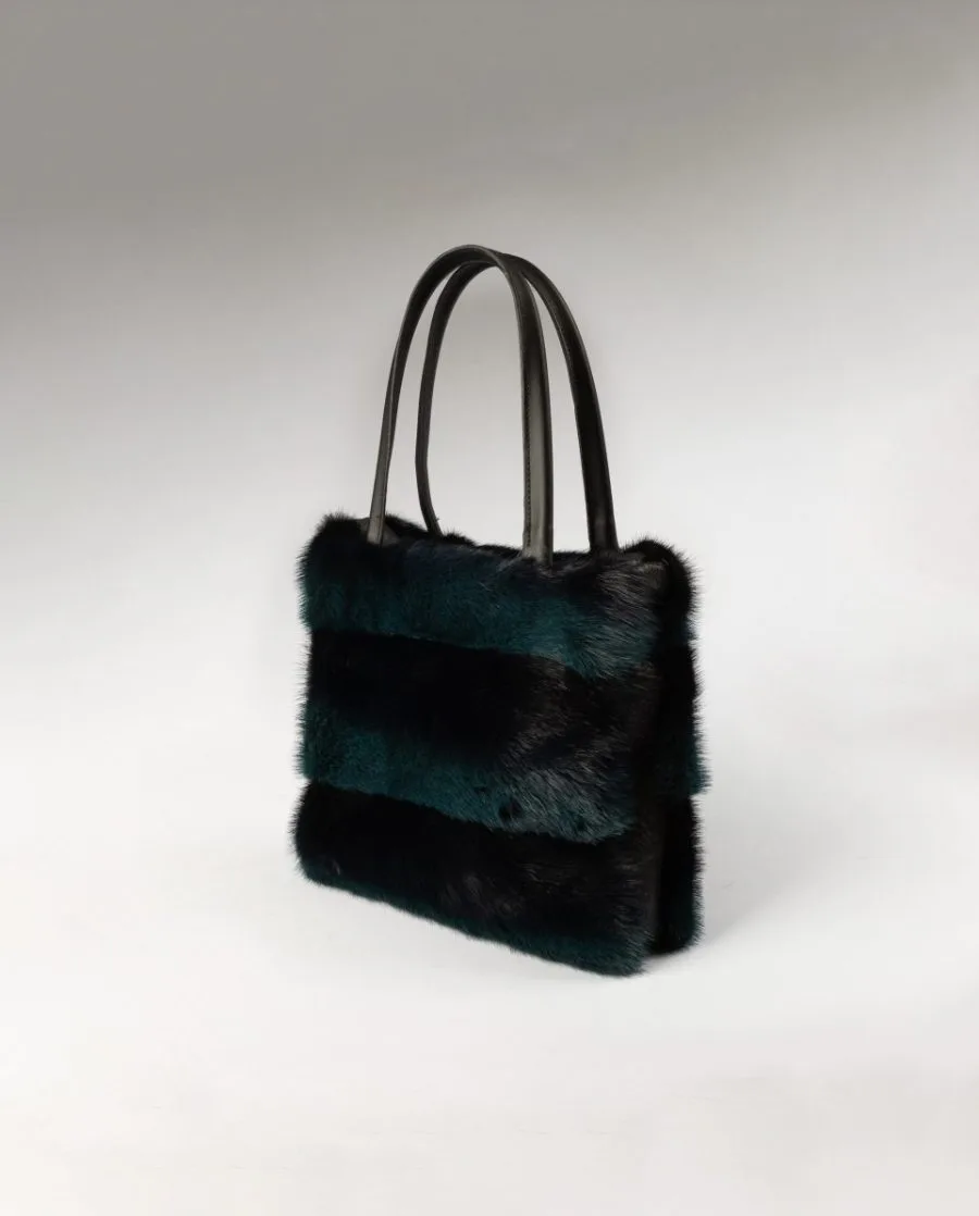 Bolso de multiposición de pelo visón bicolor