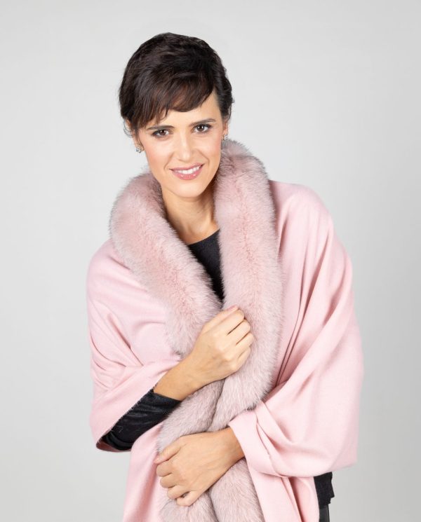 Capa de mujer de lana con ribete de zorro - Imagen 2