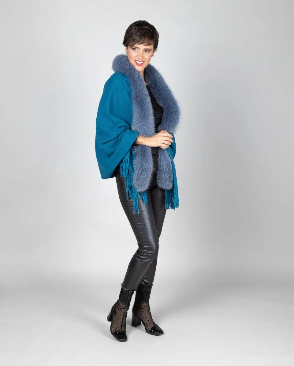 Capa de mujer de lana con ribete de zorro - Imagen 3