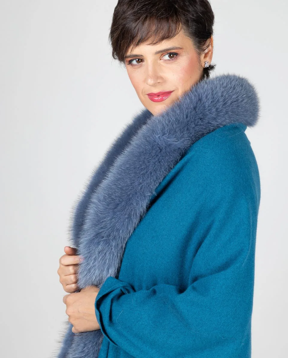Capa de mujer de lana con ribete de zorro - Imagen 4