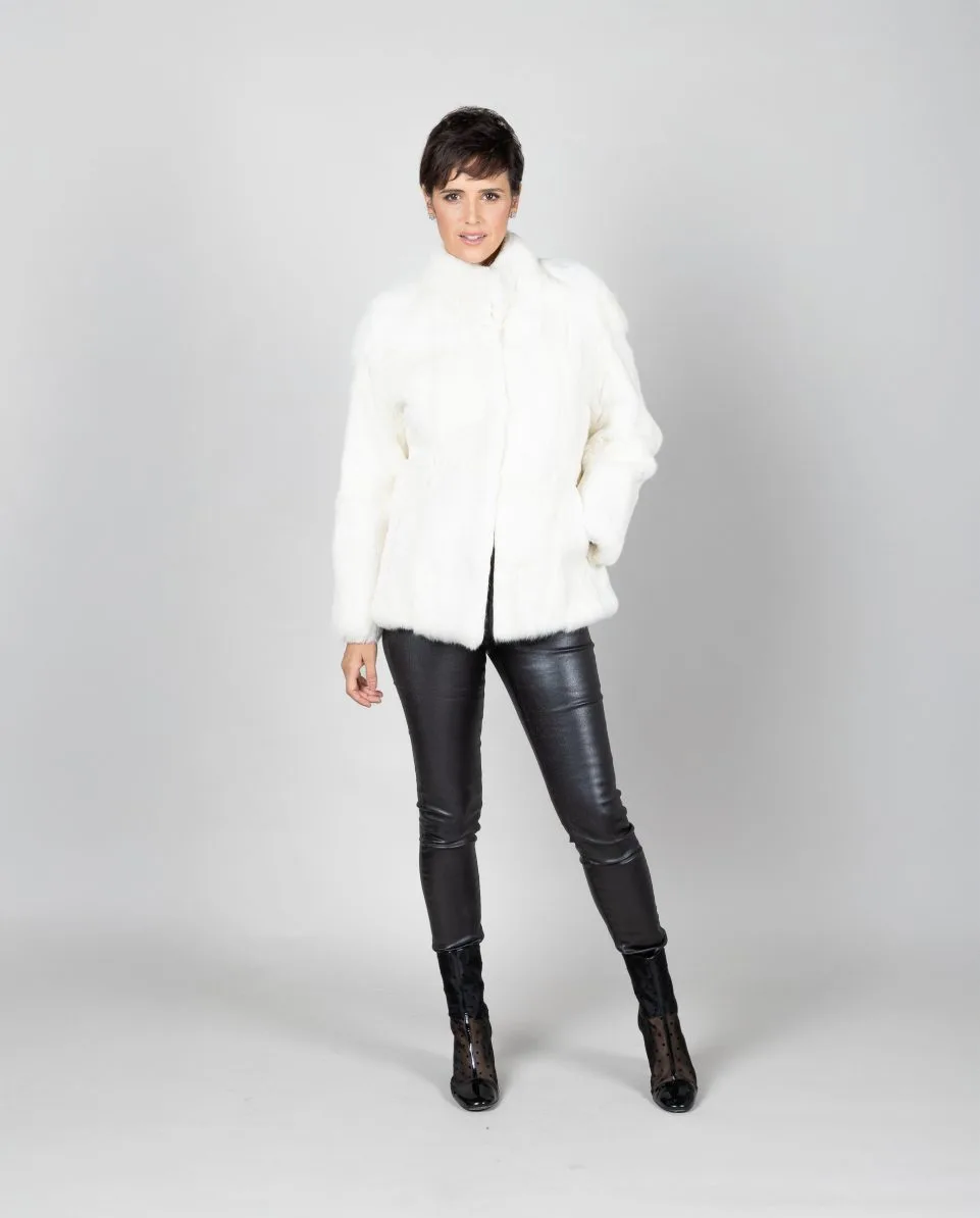 Chaqueta de mujer de pelo de rex en color blanco - Imagen 3