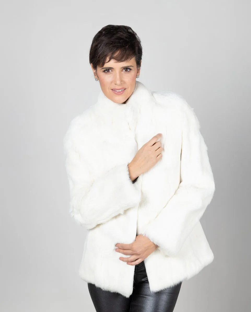 Chaqueta de mujer de pelo de rex en color blanco