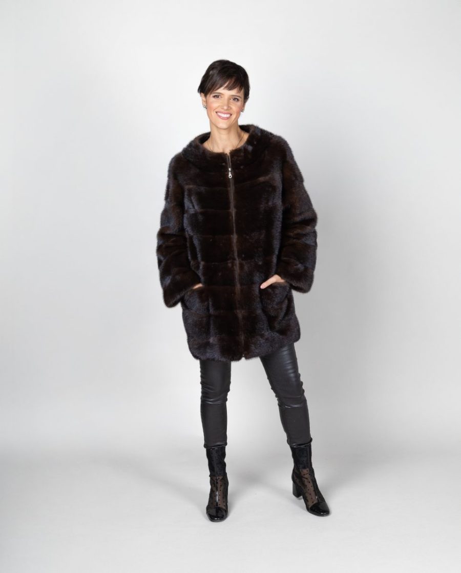 Abrigo de mujer de pelo de visón con cremallera