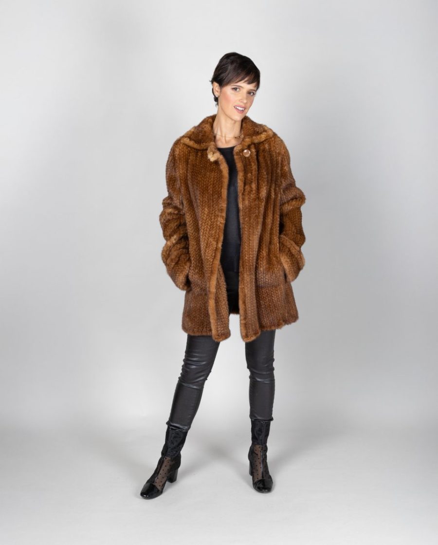 Chaqueta de mujer de pelo de visón tricotado