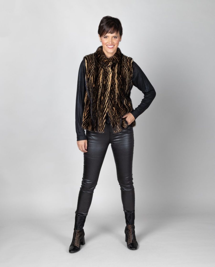 Chaleco corto de mujer de pelo de visón entallado