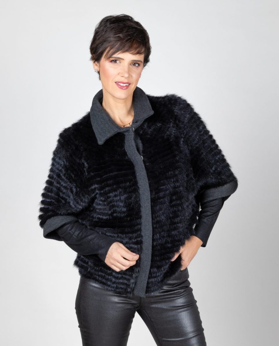 Chaqueta de mujer de pelo de visón con manga francesa