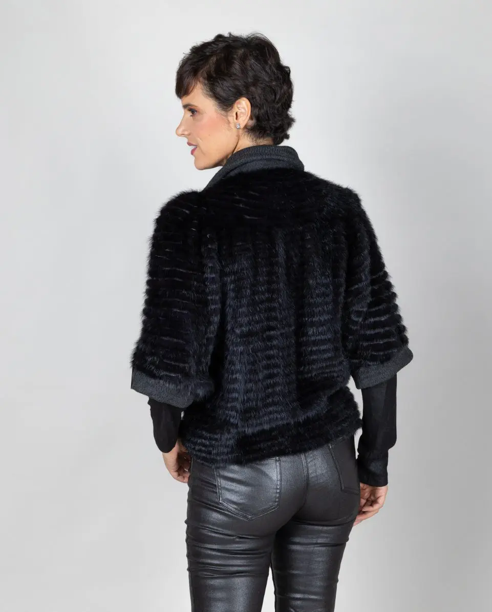 Chaqueta de mujer de pelo de visón con manga francesa - Imagen 2