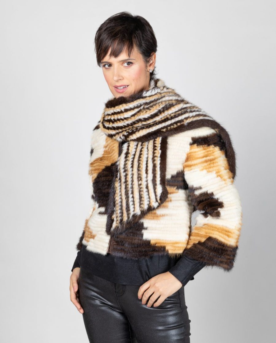 Chaqueta corta de mujer de pelo de visón linner horizontal