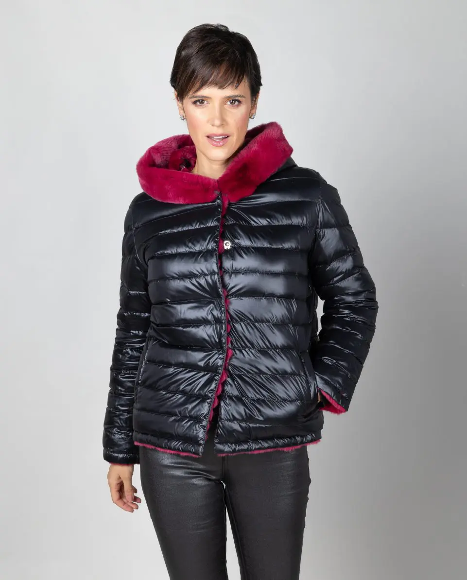 Cazadora de mujer de pelo de rex rasado reversible - Imagen 3