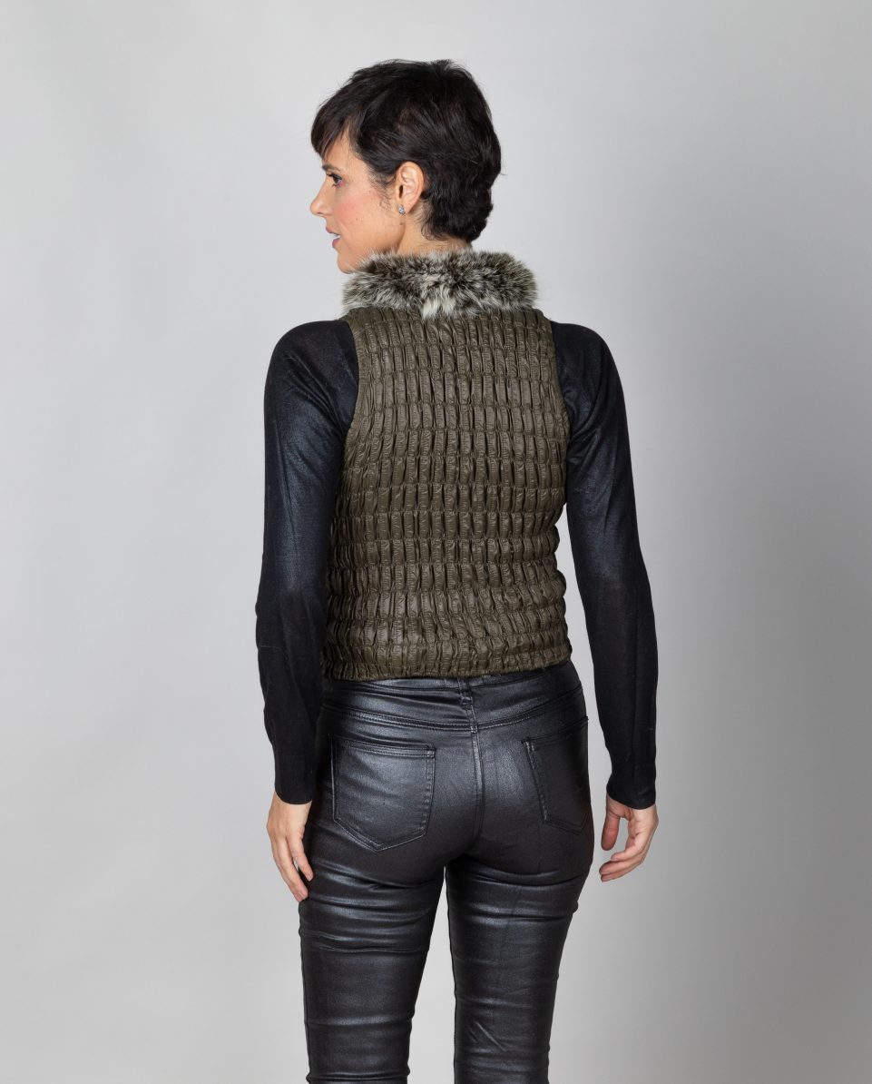 Chaleco de mujer elástico de pelo de Rex reversible - Imagen 2