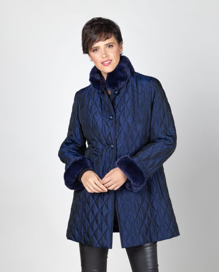 Gabardina desmontable de mujer con forro de pelo de rex