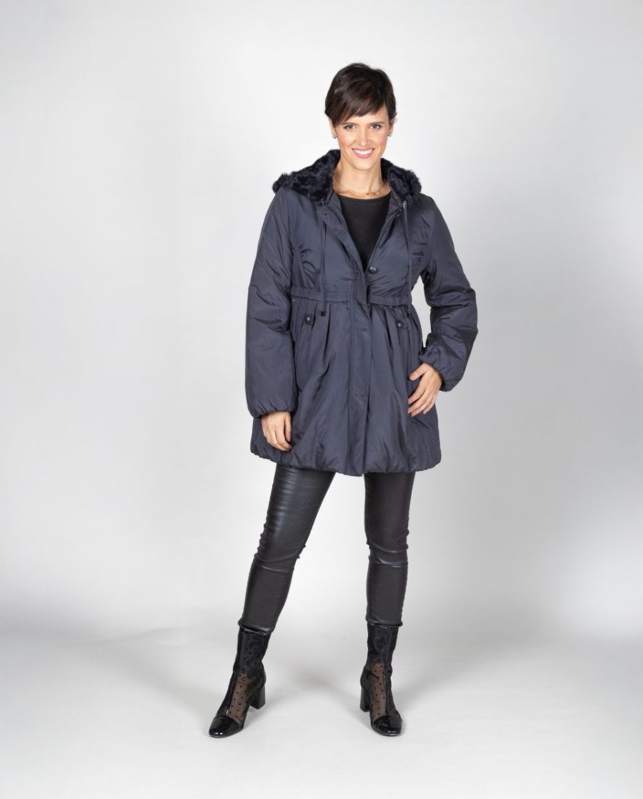 Gabardina de mujer con forro cálido de pelo de rex