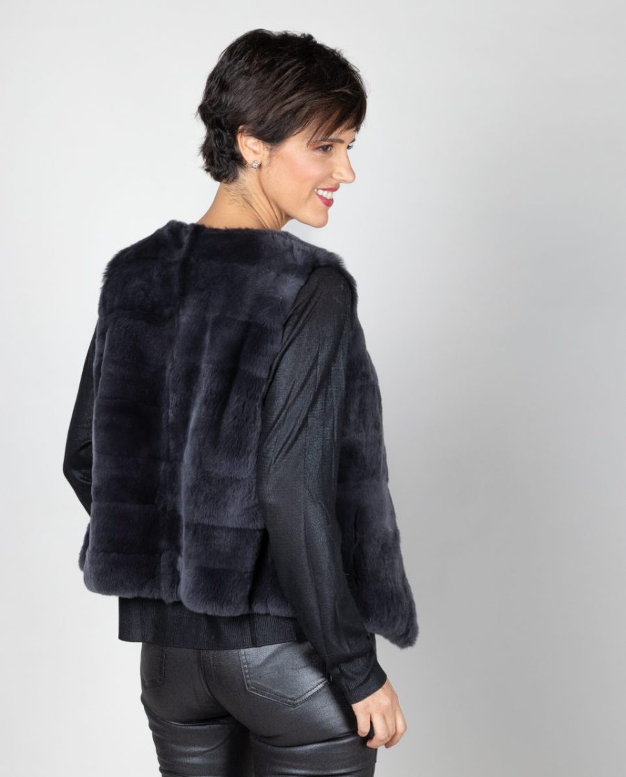 Chaleco de mujer de pelo de rex despinzado