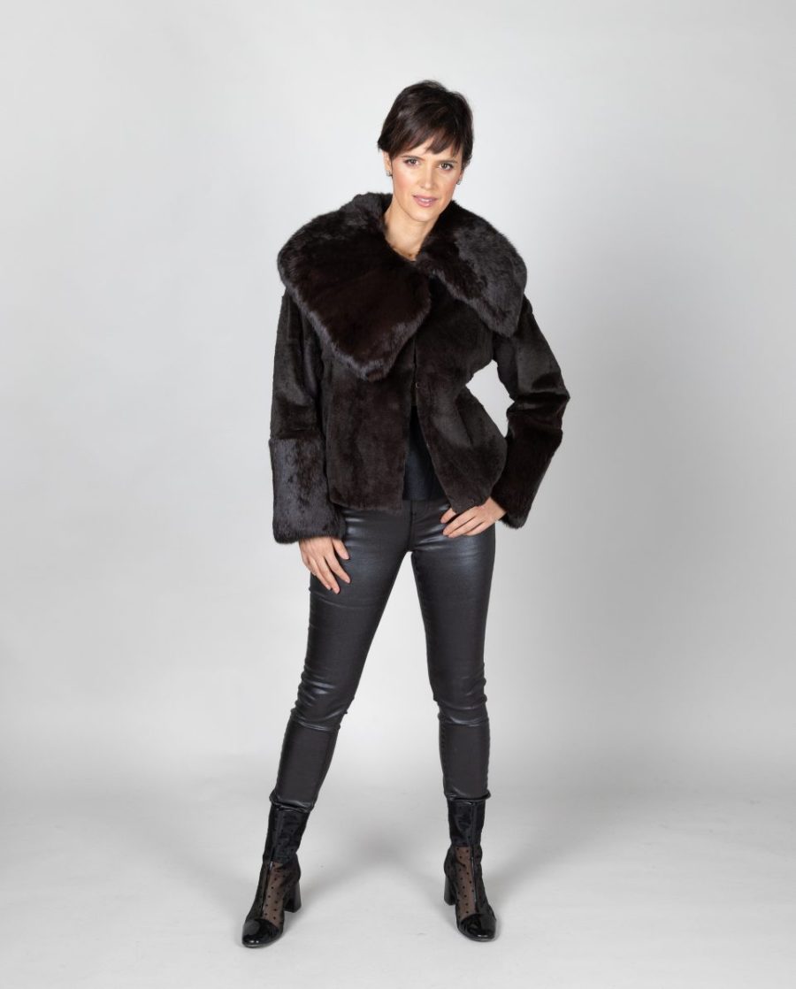 Chaqueta de mujer de pelo de rex rasado y sin rasar