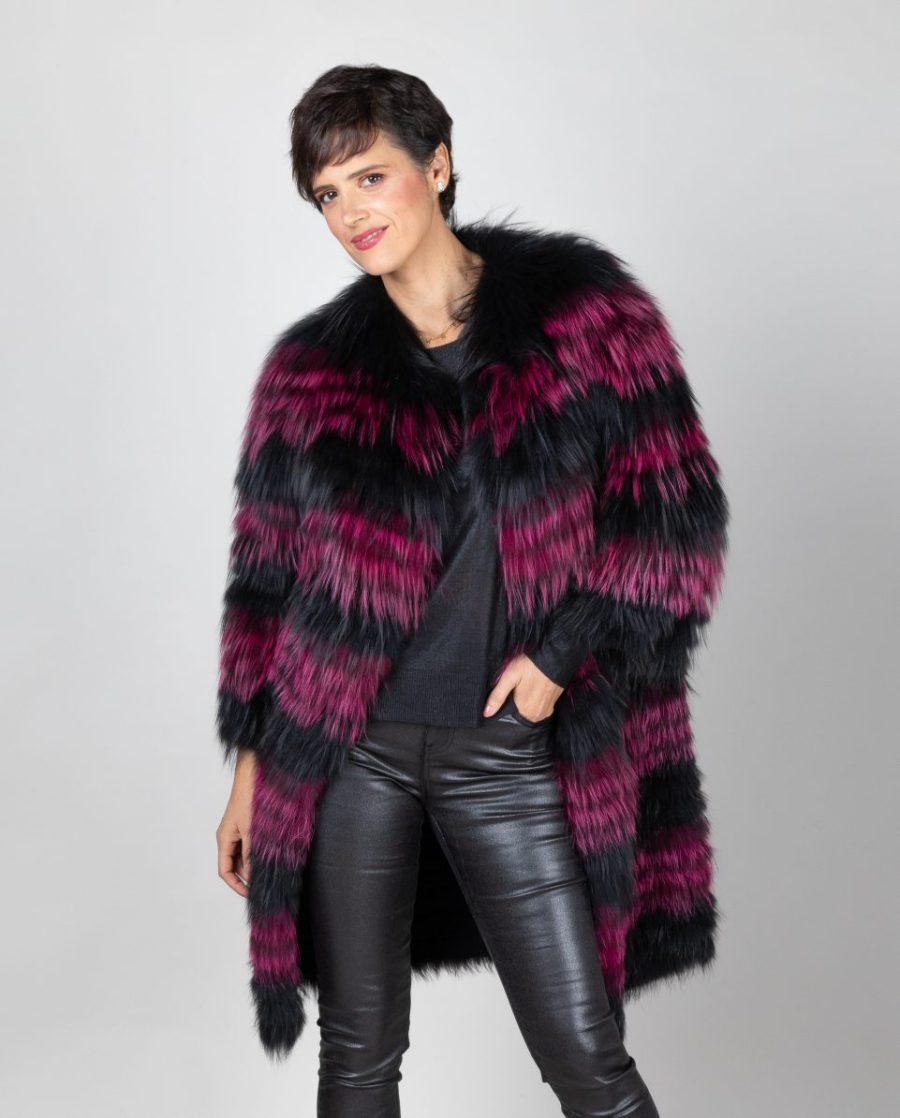 Abrigo de mujer de pelo de zorro trabajado linner