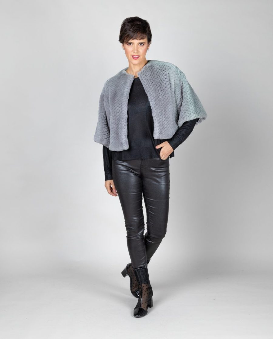 Chaqueta corta de mujer de pelo de rex despinzado