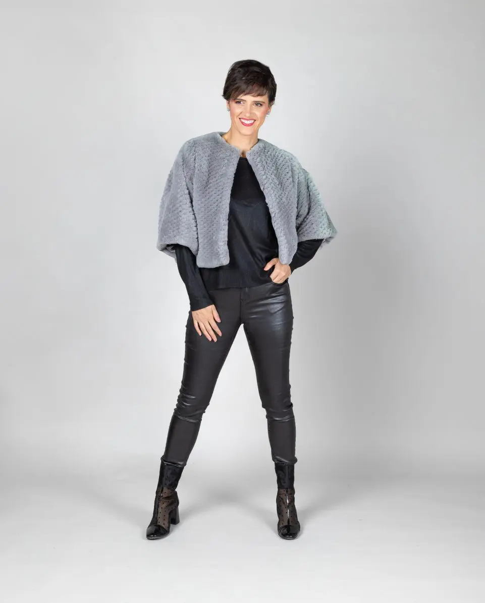 Chaqueta corta de mujer de pelo de rex despinzado - Imagen 4