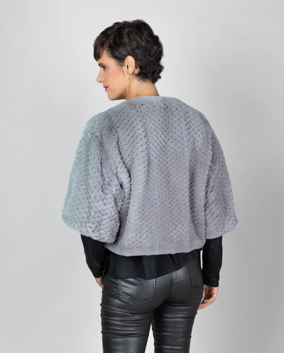 Chaqueta corta de mujer de pelo de rex despinzado - Imagen 2