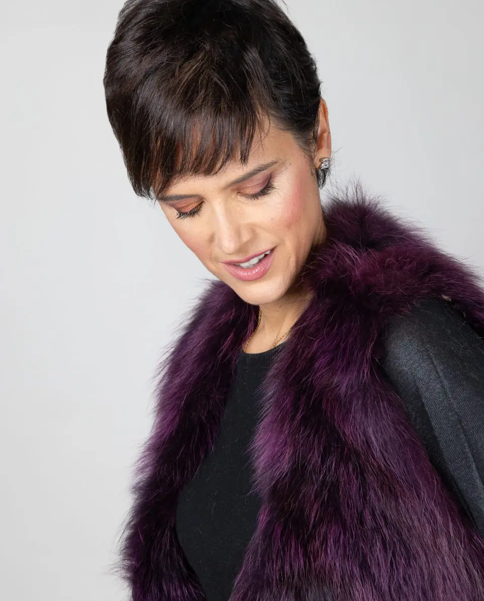 Chaleco de mujer de pelo marmota en color burdeos - Imagen 3