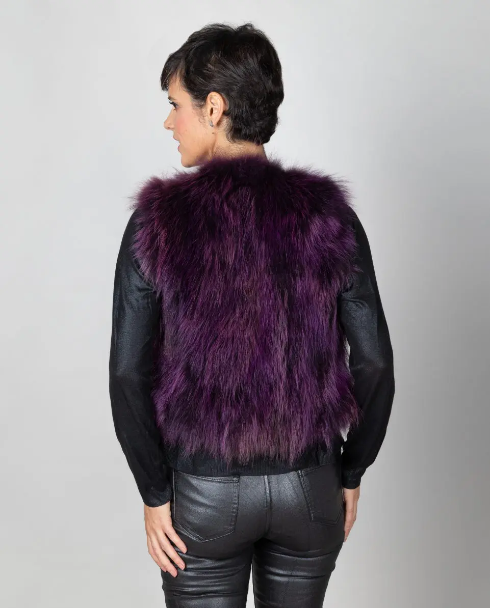 Chaleco de mujer de pelo marmota en color burdeos - Imagen 2