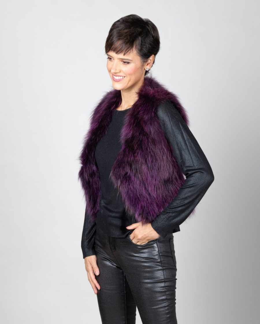 Chaleco de mujer de pelo marmota en color burdeos