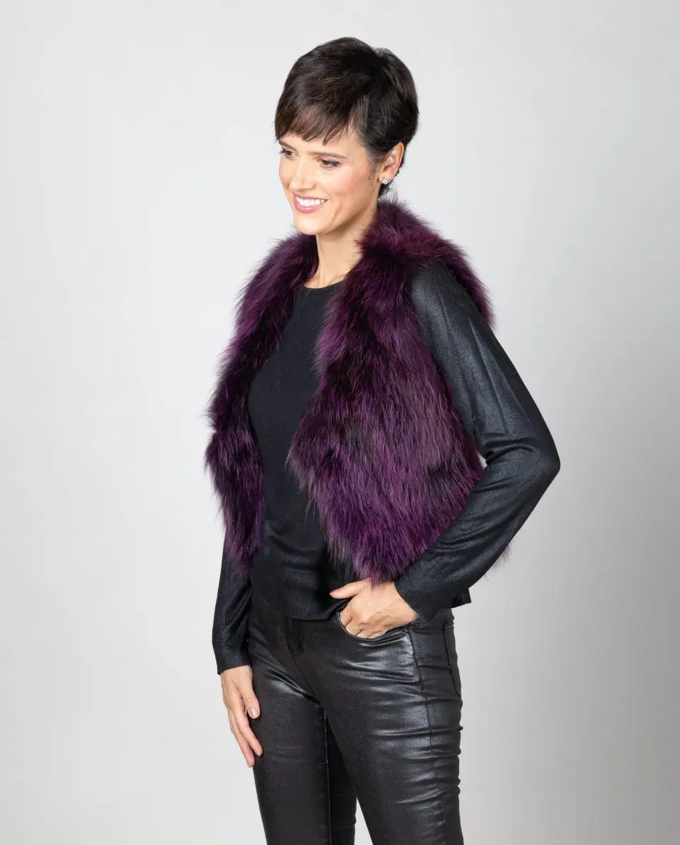 Chaleco de mujer de pelo marmota en color burdeos