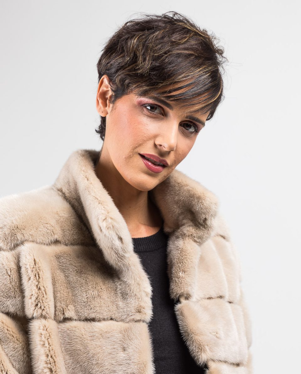 Chaqueta de pelo de mujer de visón con cuello levantado - Imagen 3