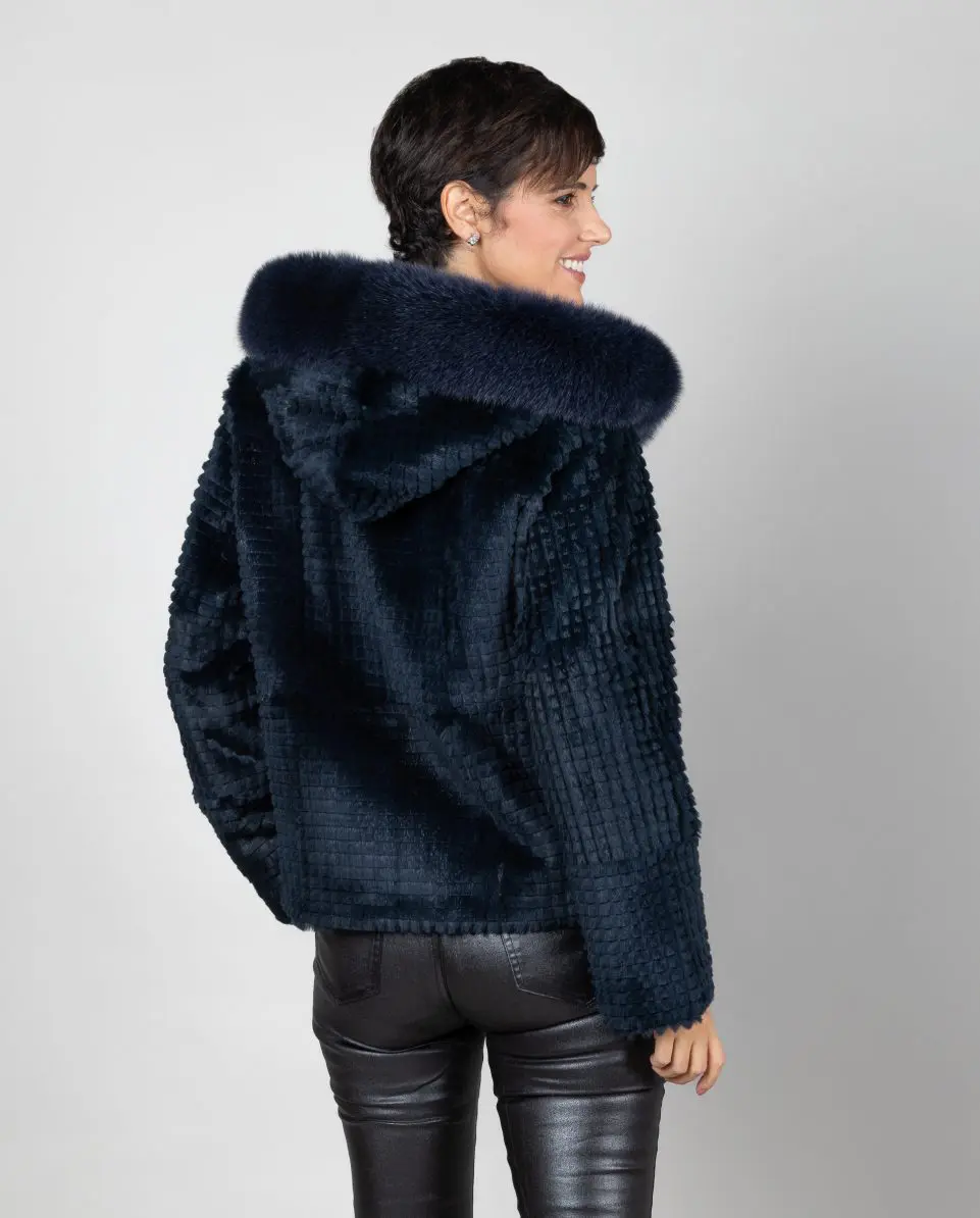 Cazadora de mujer de pelo de rex labrado - Imagen 2