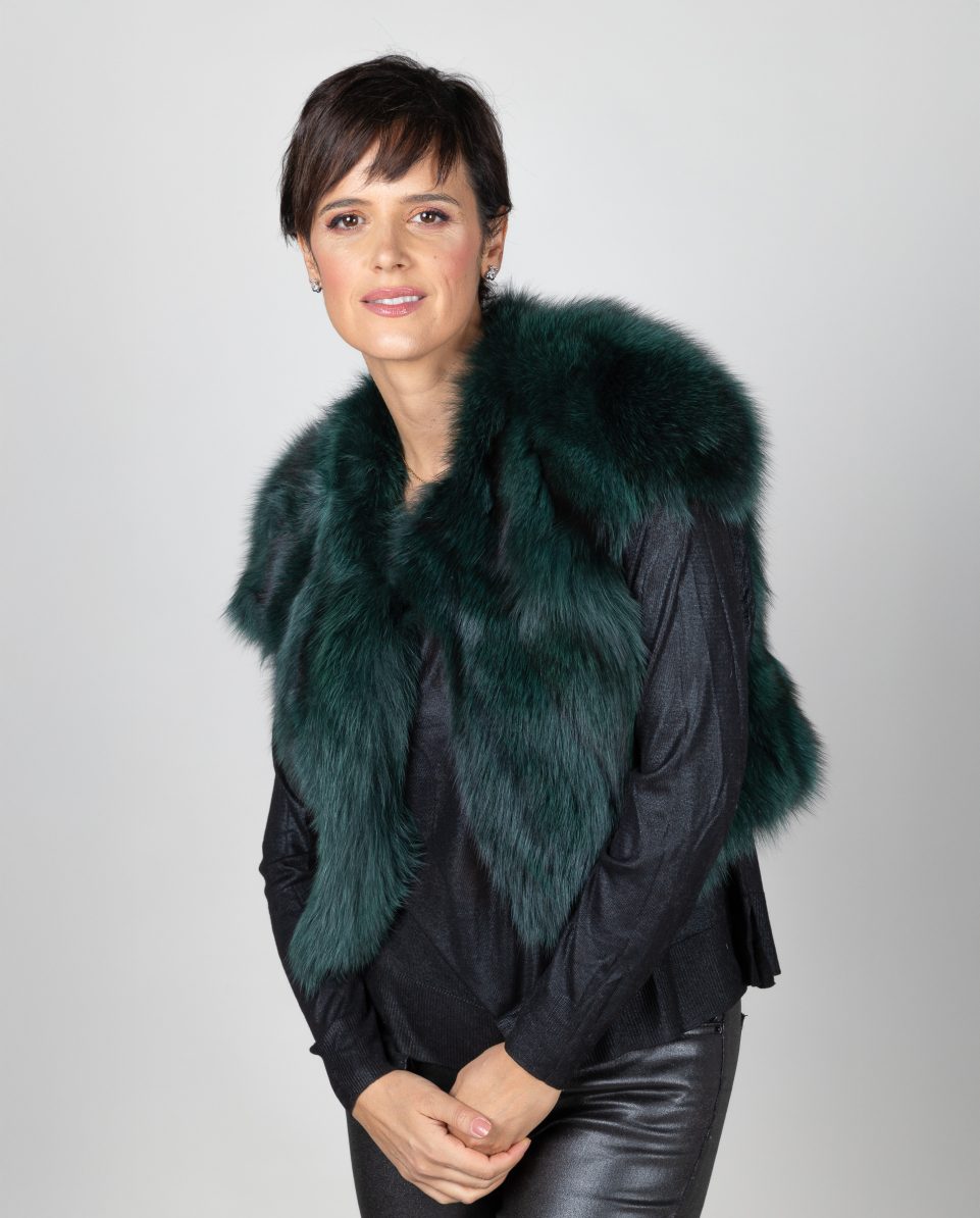 Bolero de mujer de pelo zorro en color verde - Imagen 4