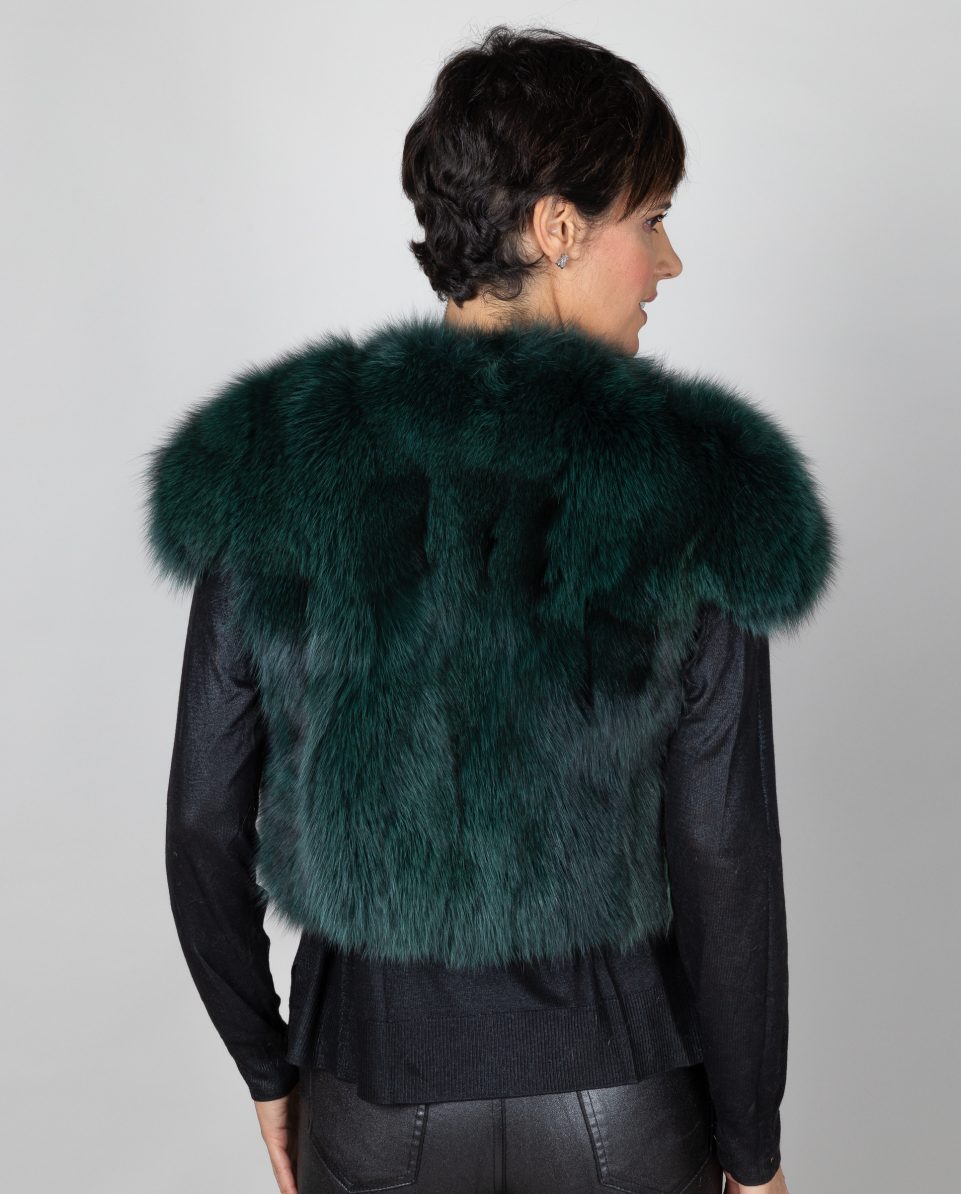 Bolero de mujer de pelo zorro en color verde - Imagen 3