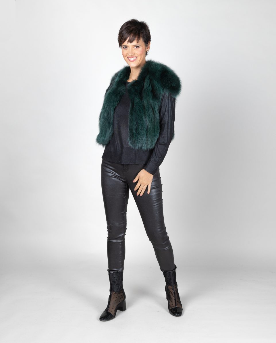 Bolero de mujer de pelo zorro en color verde - Imagen 2