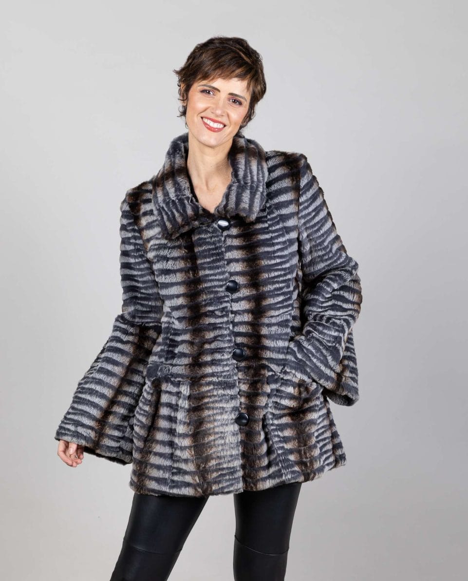 Abrigo de mujer de pelo de rex rasado reversible con cuello