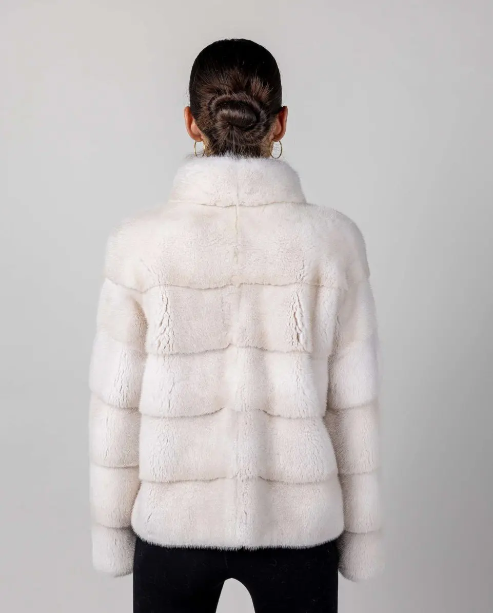 Chaqueta de mujer de pelo de visón con cuello levantado - Imagen 2