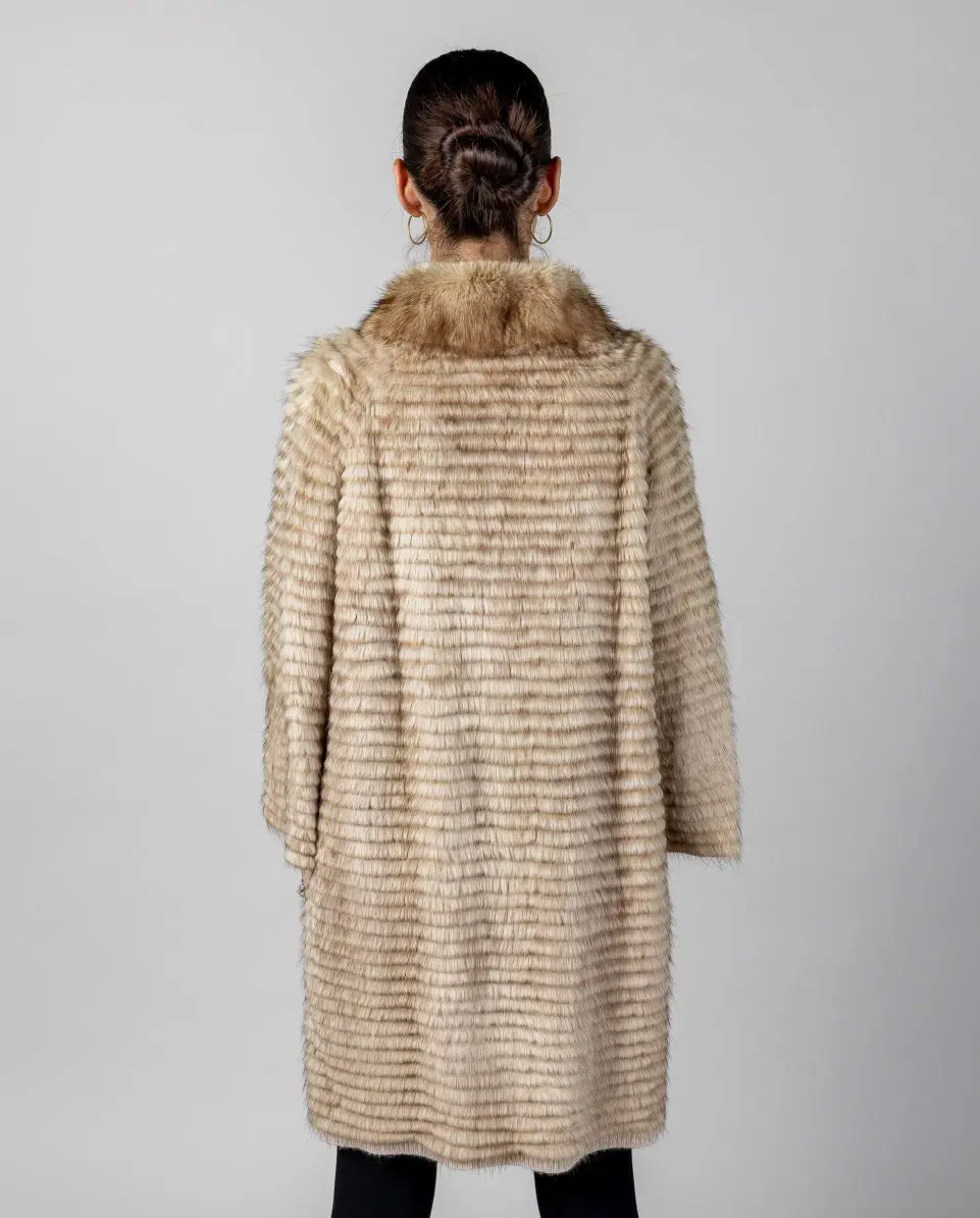 Abrigo de mujer de pelo de rat mousquet despinzado reversible con cuello - Imagen 2