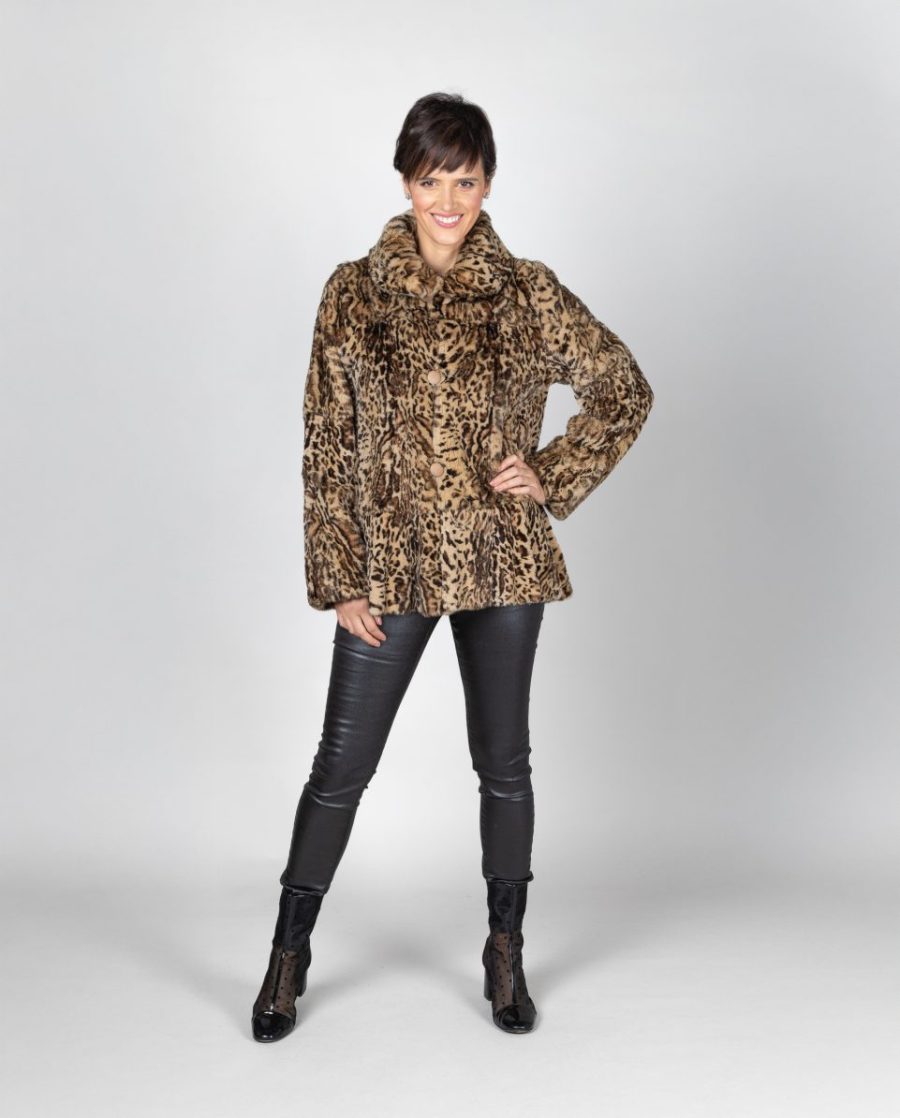 Chaquetón de mujer de pelo de weassel (visón) reversible napa