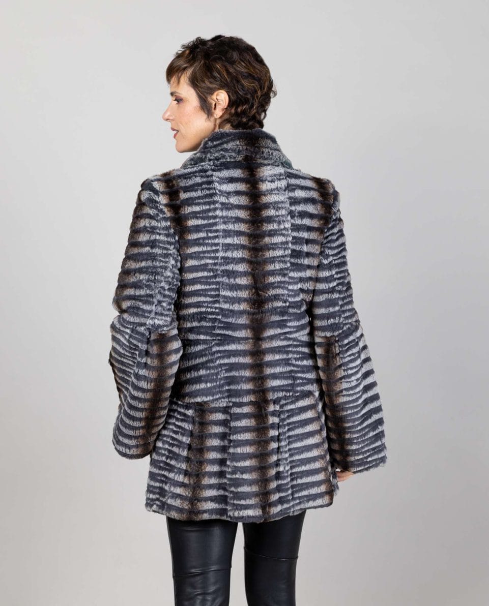 Abrigo de mujer de pelo de rex rasado reversible con cuello - Imagen 2