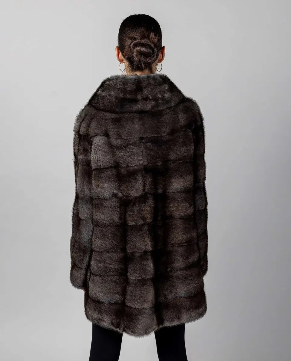 Abrigo de mujer de pelo de visón con cuello - Imagen 2