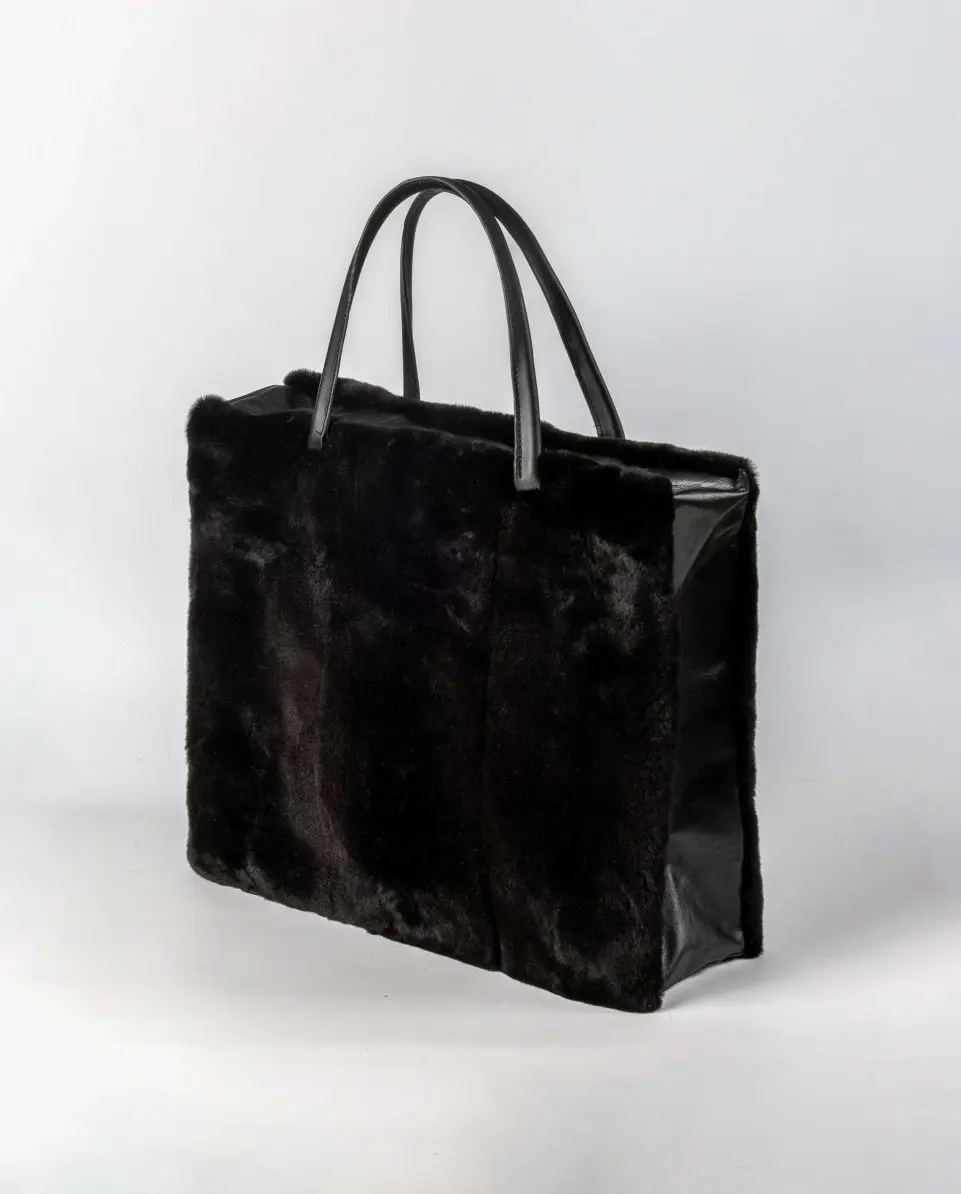 Bolso de pelo de visón y napa rasado con asa bandolera - Imagen 3