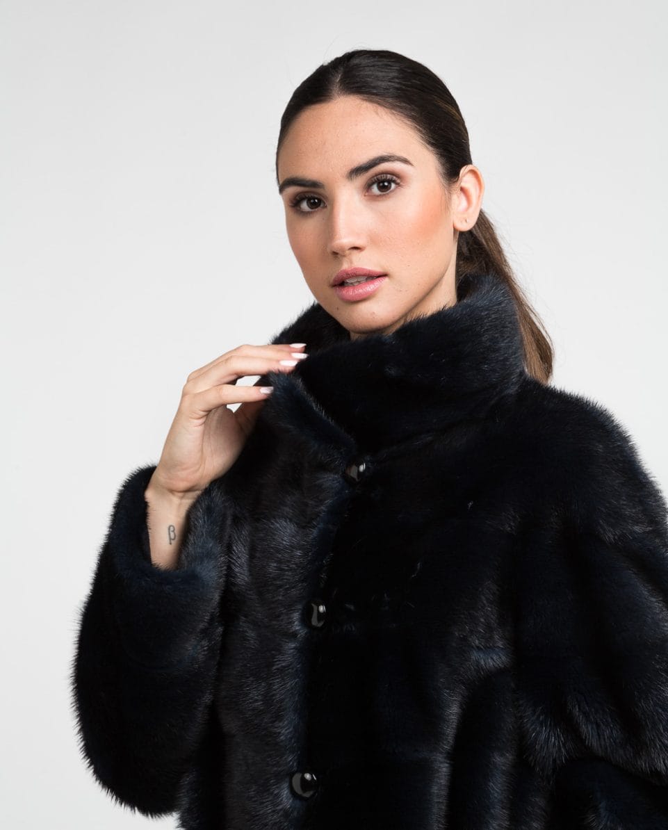 Abrigo de pelo de mujer de visón reversible gabardina - Imagen 4