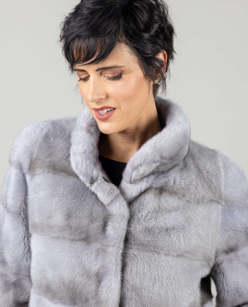 Chaqueta de mujer de pelo de visón con cuello levantado - Imagen 3