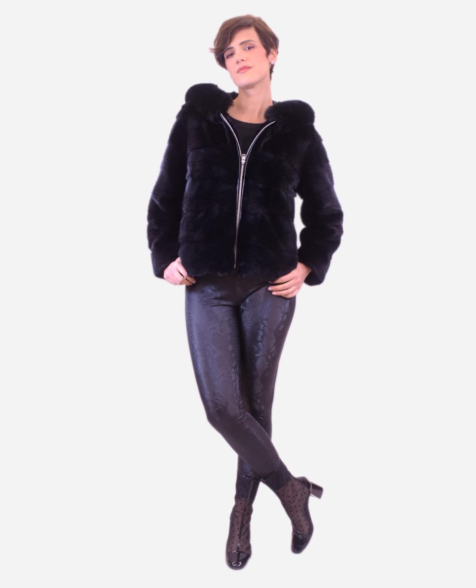 Chaqueta de pelo de mujer de visón con capucha - Imagen 5