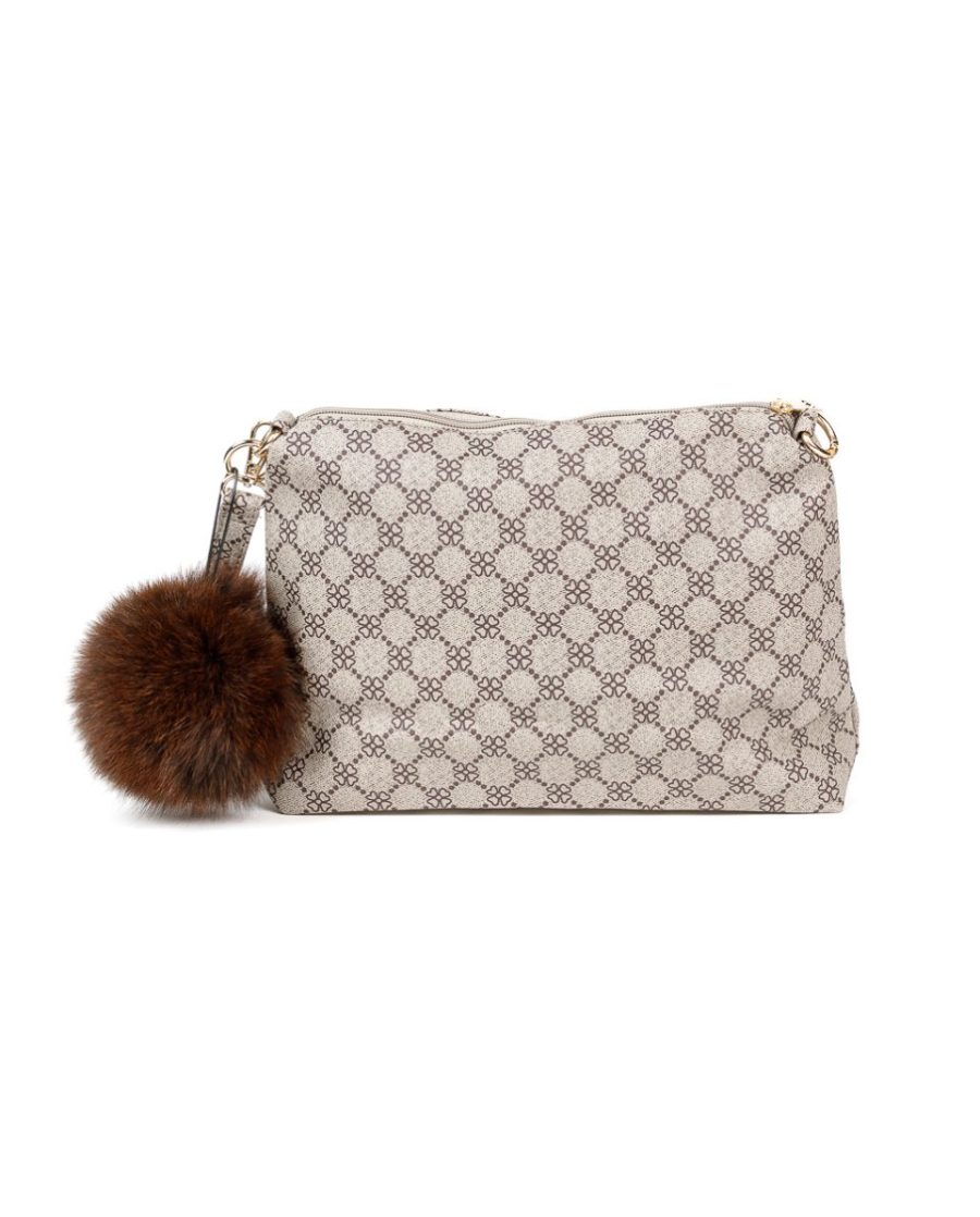 Bolso de mano en color beige con cierre cremallera
